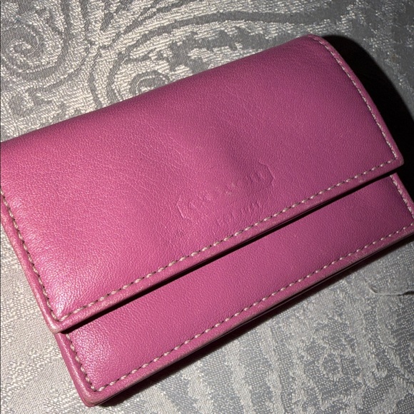 Coach Handbags - Coach Pink Leather Trifold Wallet